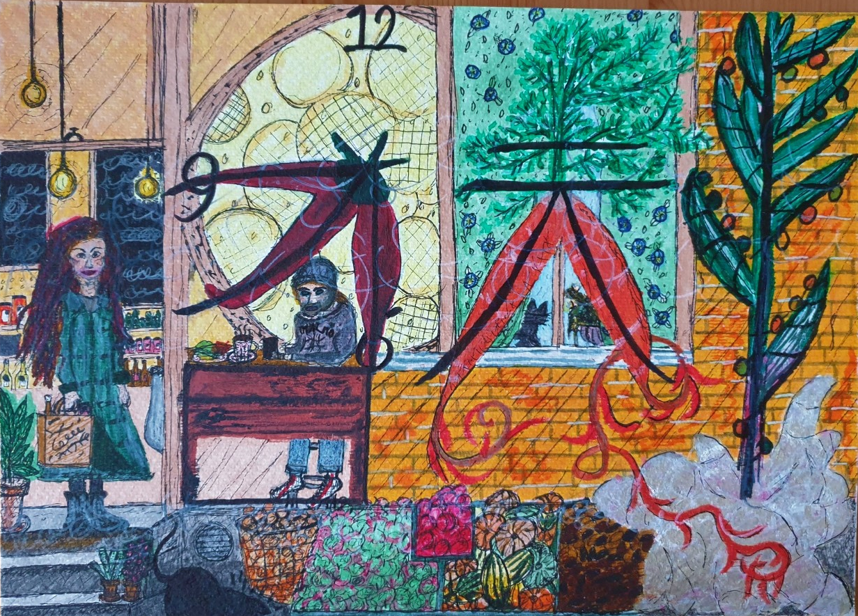 Carrot kimchi at Flax, Malmö. Art by Anna Karlsson.